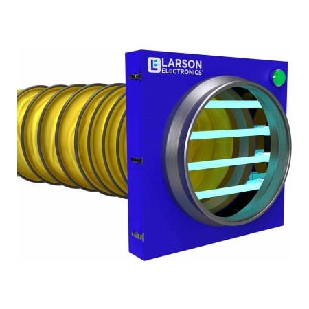 Larson Electronics UV Air Sanitizer for Inline Fan, 4 UVC Lamps, 2000 CFM, Aluminum, 16" Ducts IND-FDP-BXC-16D-18-4L-R1-N3R-120V-50C-5